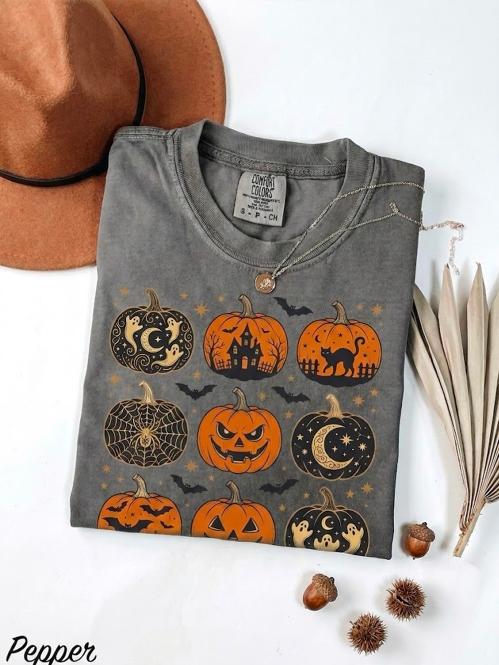 Cozy Fall Pumpkins Jack O Lantern Pepper Comfort Colors T-Shirt
